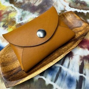 Leather Pouch, Business Card Holder, Coin Pouch, toffee